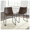 thumbnail image 2 of Signature Design by Ashley Centiar Mid-Century Dining Chairs Set of 2, Brown Faux Leather Bucket Seat Dining Chairs with Tubular Metal Base, 2 of 7