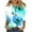 Green 03, variant on QQAMB Womens Tops 3/4 Sleeve Casual Knit Notched V-Neck Floral Printed Shirts Button Summer Loose Blouses White S
