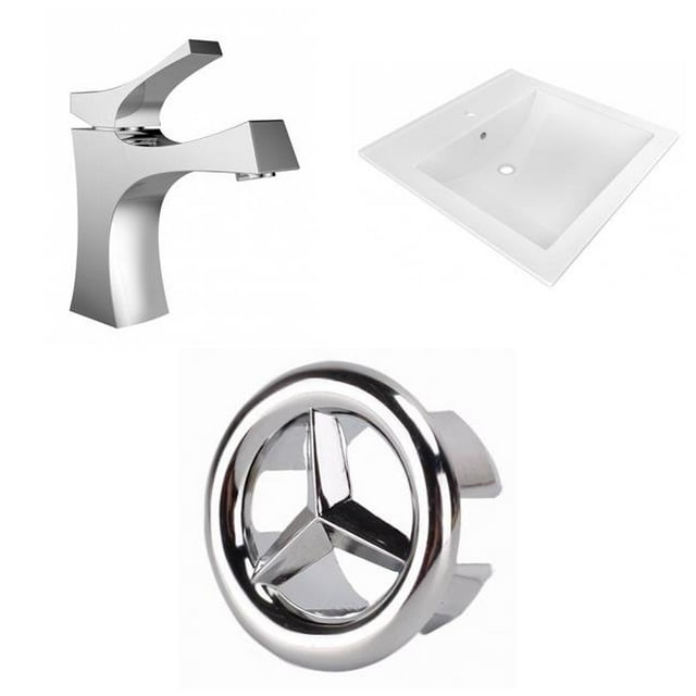 American Imaginations AI-24661 21.5 in. Rectangle 1 Hole Ceramic Vanity Top Set, White
