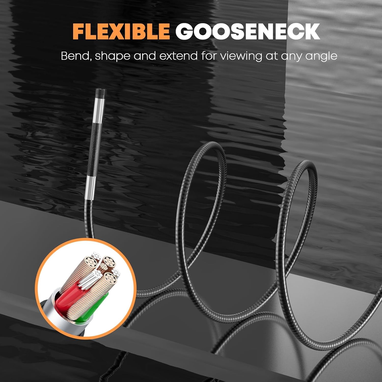Endoscope Camera with Light Articulating Borescope 2-Way 180° 1080P Industrial Inspection