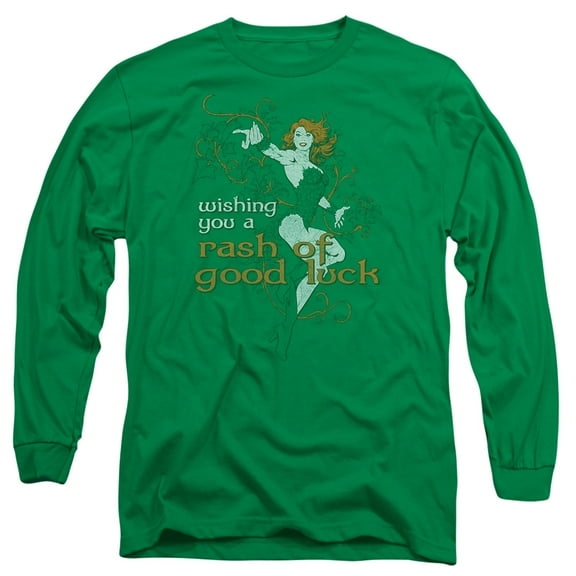 JLA Justice League Rash Of Good Luck Long Sleeve Adult 18/1 T-Shirt Kelly Green
