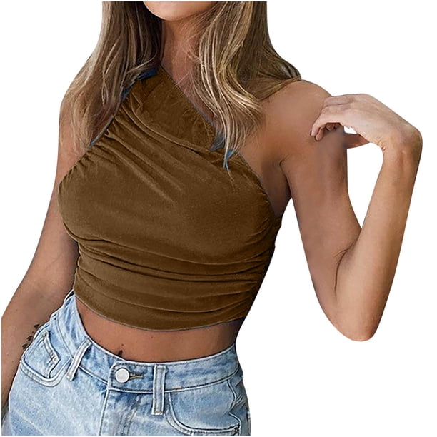 Chaleco ajustado de un hombro sexy informal sólido a la moda para mujer Fridja czfsfas4312