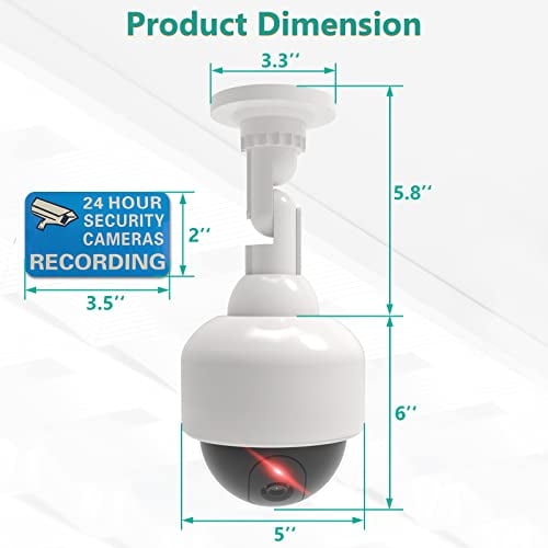 WALI Dummy cámara domo de seguridad falsa con 1 luz LED roja intermite