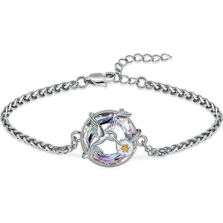 Urn Bracelet for Ashes for Women Hummingbird Cremation Jewelry Ashes Bracelet Bangle Keepsake Pendant Memorial Jewelry Gifts