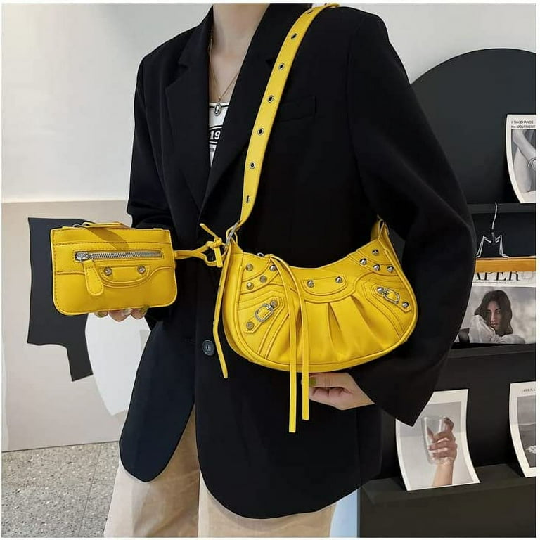 Danceemangoos Y2K Purse Crossbody Bags for Women Trendy Shoulder Bag for Women Fall Fashion (Yellow), Adult Unisex, Size: Small