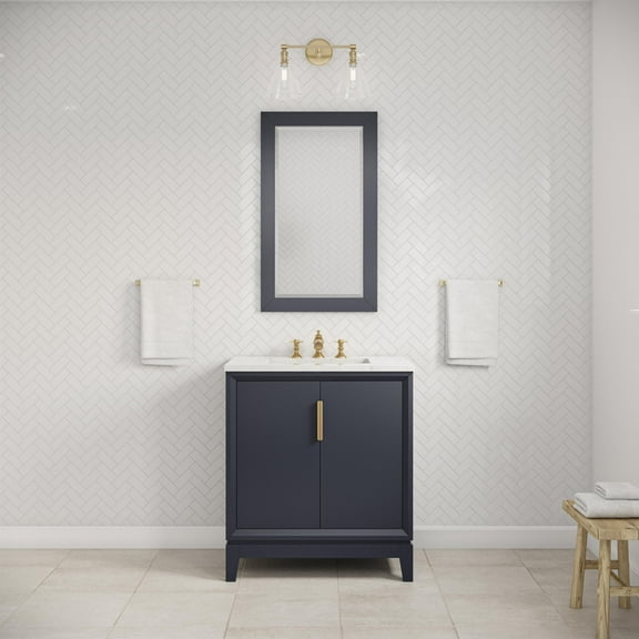 Water Creation Elizabeth 30" Hardwood Single Bathroom Vanity in Blue/Gold
