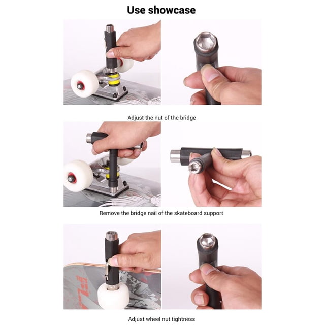 Maoww All-in-One Multifunctional T-Tool&Y-Tool Portable Skate Tools with Wrenches for Skateboard Black