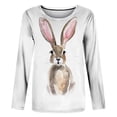 thumbnail image 4 of Hauts pour Femmes Impression Animale Col Rond Manches Longues Hauts Décontractés Blouse Manches Longues en Solde, 4 of 5