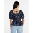 thumbnail image 4 of Time and Tru Women's Square Neck Top with Short Puff Sleeves, Sizes XS-XXXL, 4 of 6