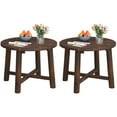 thumbnail image 1 of Costway 2 PCS Outdoor Side Table with Solid Wood Structure Small Round Coffee Table, 1 of 10