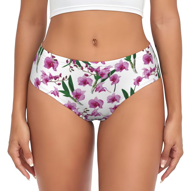 Balery Orchids Flowers Ropa Interior de Algodón para Mujer con Dibujo – Braguitas Cómodas y Elásticas, Estilo Clásico-Medium
