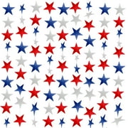 Husfou 10 Pack Patriotic Star Banner, 6.5ft Independence Day Hanging Streamers Garland Decorations for 4th of July, Red Blue White Paper Star Banner Party Supplies