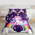 thumbnail image 2 of Homewish Teens Kawaii Unicorn Bedding Comforter Set, Dreamy Rainbow Cloud Twin Comforter Sets, Mystic Purple Stars Galaxy Reversible Bedding Set, Microfiber Bedroom Decor, 2 Pieces, 2 of 8