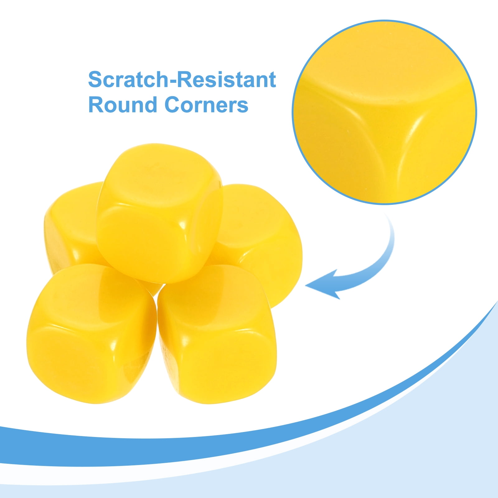 50Pack Rounded Blank Six Sided Dice 20mm/0.8inch Acrylic Dice, Yellow