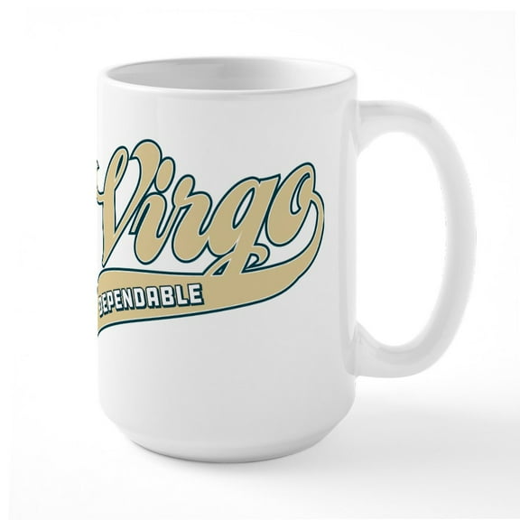 CafePress - Virgo Dependable Baseball - 15 oz Ceramic Large White Novelty Mug