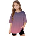 thumbnail image 6 of THDHVS Girls Summer T-Shirts,Summer Casual Tops for Kids,Girls Short Sleeve T Shirts Kids Summer Oversized Tops Casual Crewneck Basic Tees Purple 8-9 Years, 6 of 6
