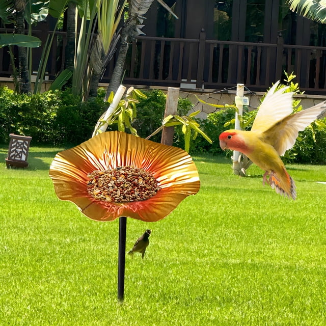 TopLLC Metal Baths For Outdoors Garden Bath Feeders With Metal Stake Hummingbird Feeder For Outdoor Garden Yard Decor silicone bowl