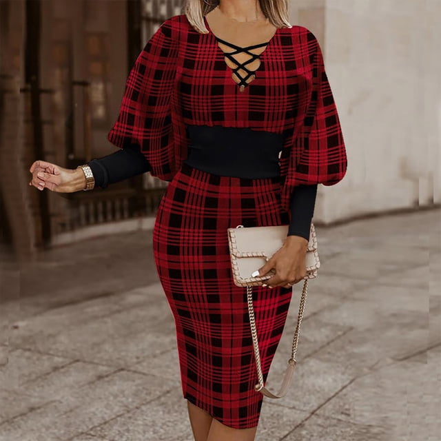 Robes Longues pour Femmes Été Femmes Décontractées Manches Longues Imprimées Col en V Taille Robes Manches Longues Robe d'Été Femmes Longues Robes Été Robe d'Été avec Manches pour Femmes