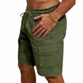 thumbnail image 6 of Mens Shorts, Men's Cargo Shorts Casual Cotton Drawstring Short Elastic Waist Work Shorts with Multi Pockets, 6 of 7