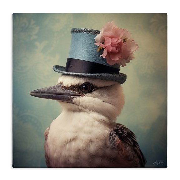 Stupell Industries Art Deco Bird with Peony Hat Canvas Art, 36 x 36, by Roozbeh