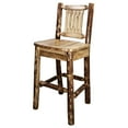 thumbnail image 3 of Glacier Country Collection Barstool w/ Back, Ergonomic Wooden Seat, 3 of 5