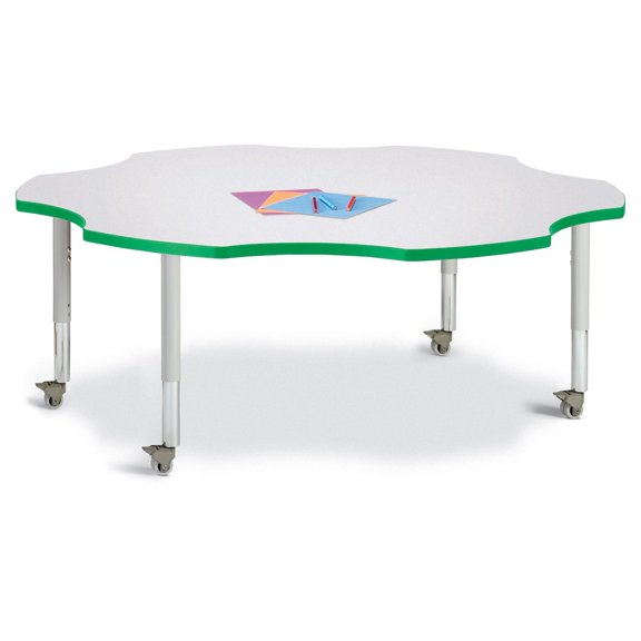 Six Leaf Activity Table - 60", Mobile - Gray/Green/Gray