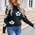 thumbnail image 5 of Summer Savings!DianGeFu Trendy Women's Fashion Sweaters 2026 ,Women Round Neck Flower Embroidered Long Sleeved Sweater,Black,L, 5 of 7