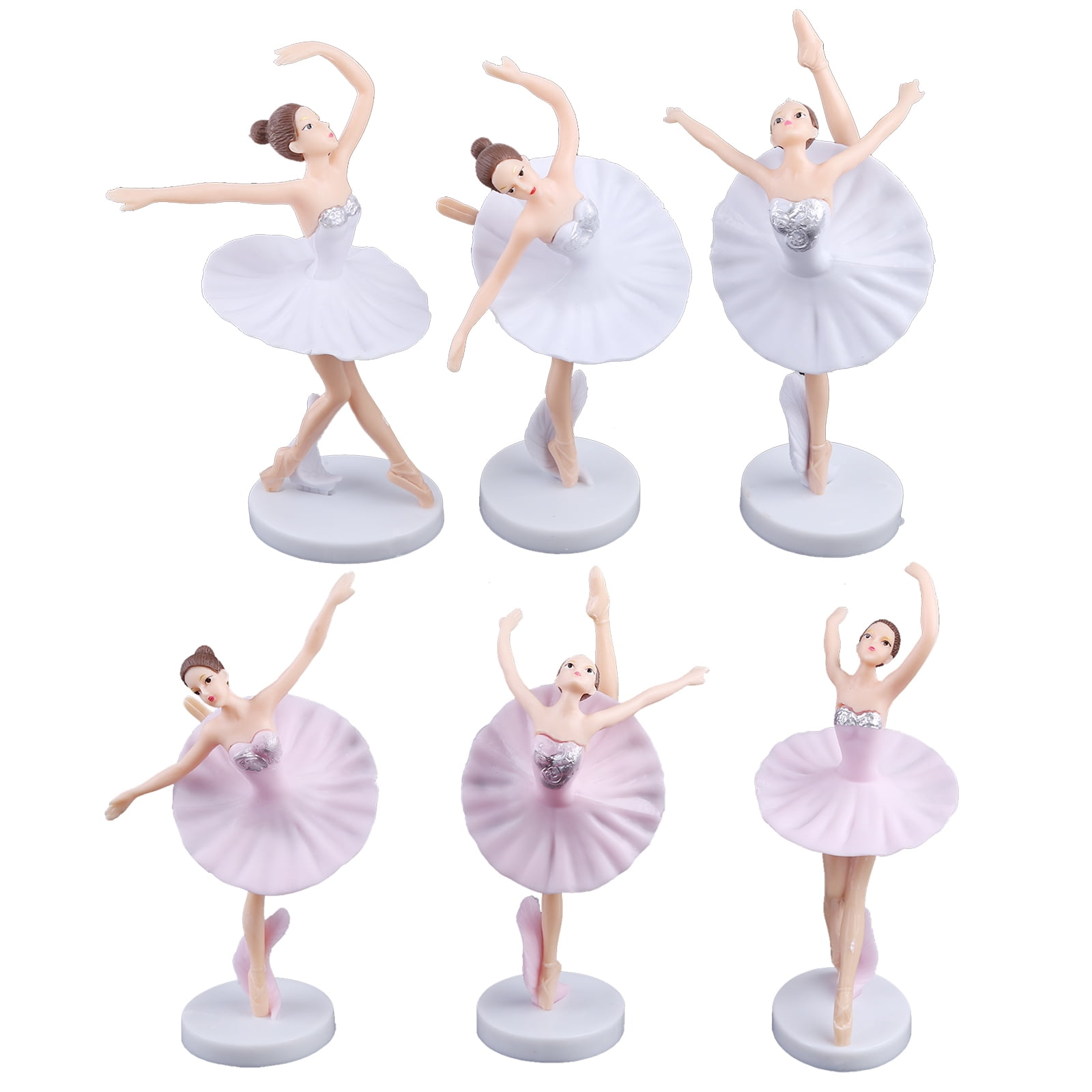 BOOMTB 6 Pieces Ballerina Miniature Figurine Ballet Dancer Cake Toppers for  Cake Decors 