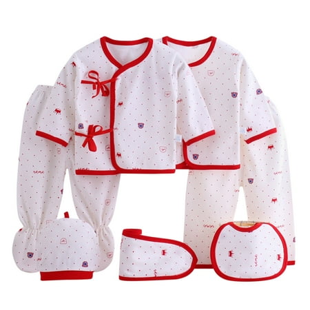 

7PCS Baby Boys Girls Cartoon Pyjamas Tops+Hat+Pants +Bib Sleepwear Set