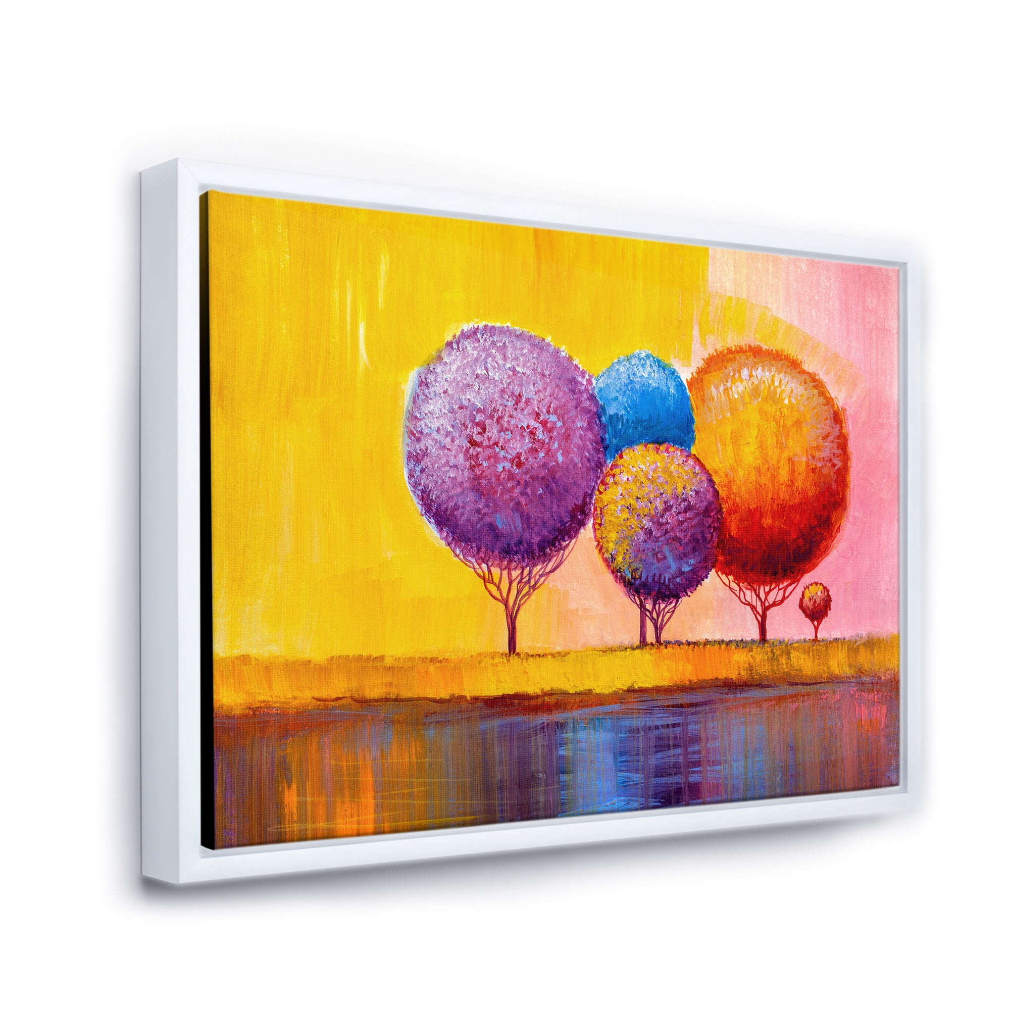 Designart 'Autumn Colorful Fantasy Trees I' Modern Framed Canvas Wall Art Print