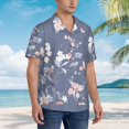 thumbnail image 3 of Fuzoiu Watercolor Flowers Butterfly Print Hawaiian Shirt for Men, Summer Beach Casual Short Sleeve Button Down Shirts, Men’s Beach Summer Shirts with Pocket,Small, 3 of 7