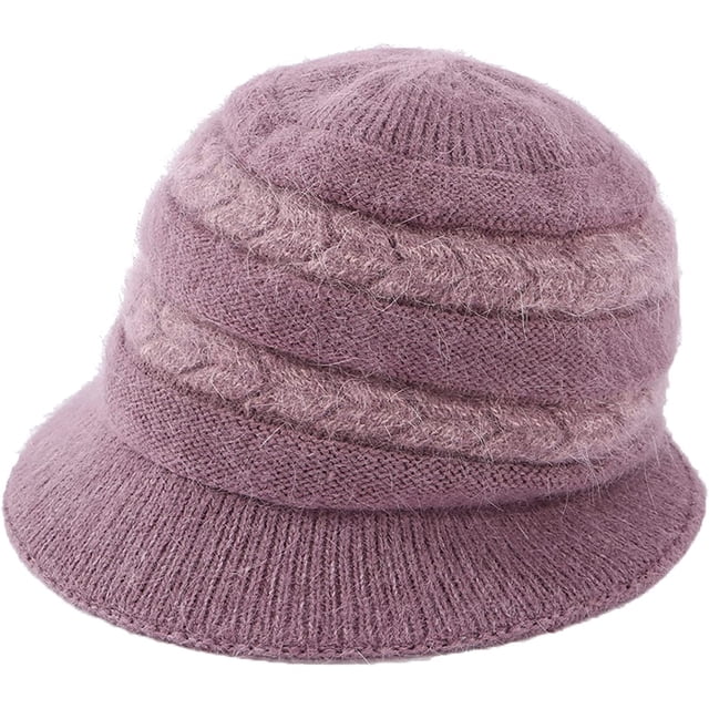 LinYooLi Bucket Hat for Women Knitted Plush Fisherman Hat Ear Protection Warm Bowler Hat Fashion Color Block Arrow Design