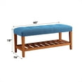 thumbnail image 2 of Xukmct Padded Seat Bench with Bottom Shelf, Upholstered Fabric Bench for Living Room, Bedroom, Light Blue, 2 of 6