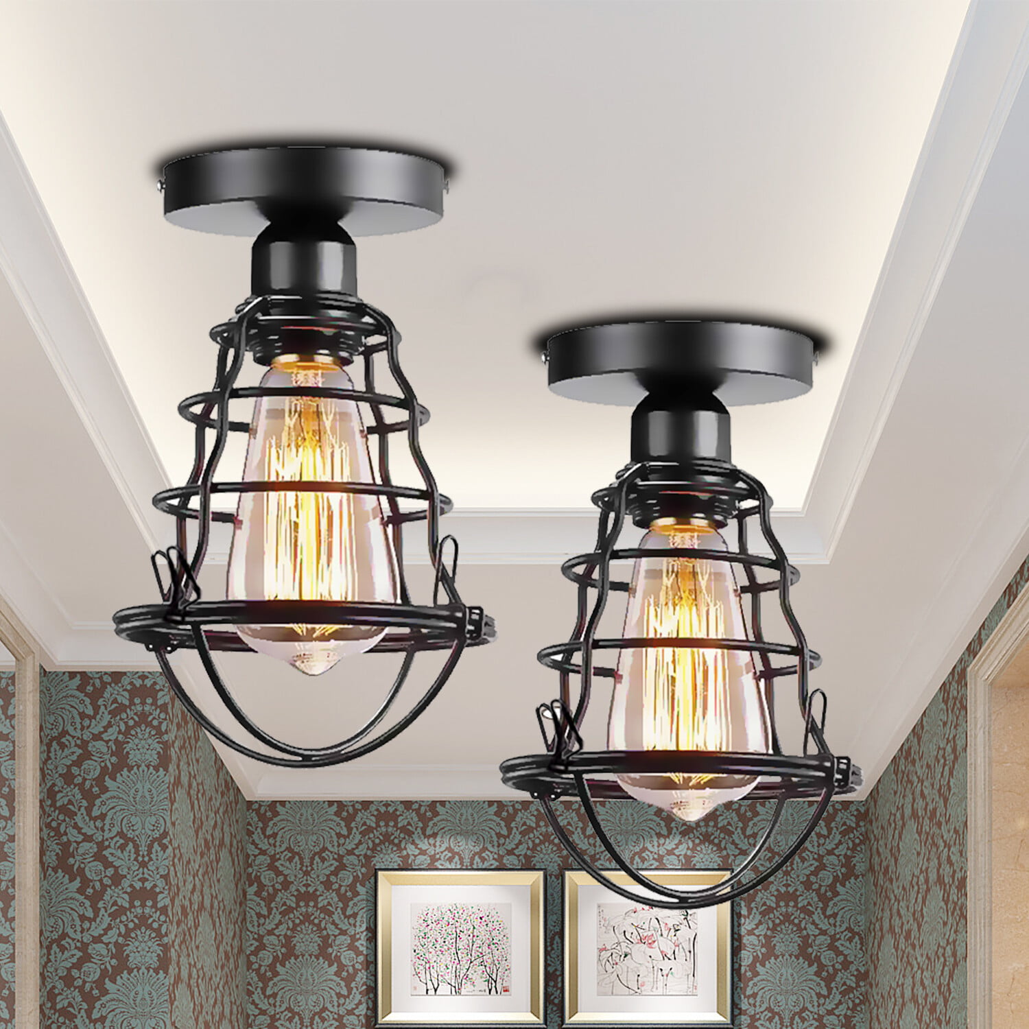 Vintage Ceiling Light Industrial Iron Pendant Lamp Chandelier Lighting Fixtures 