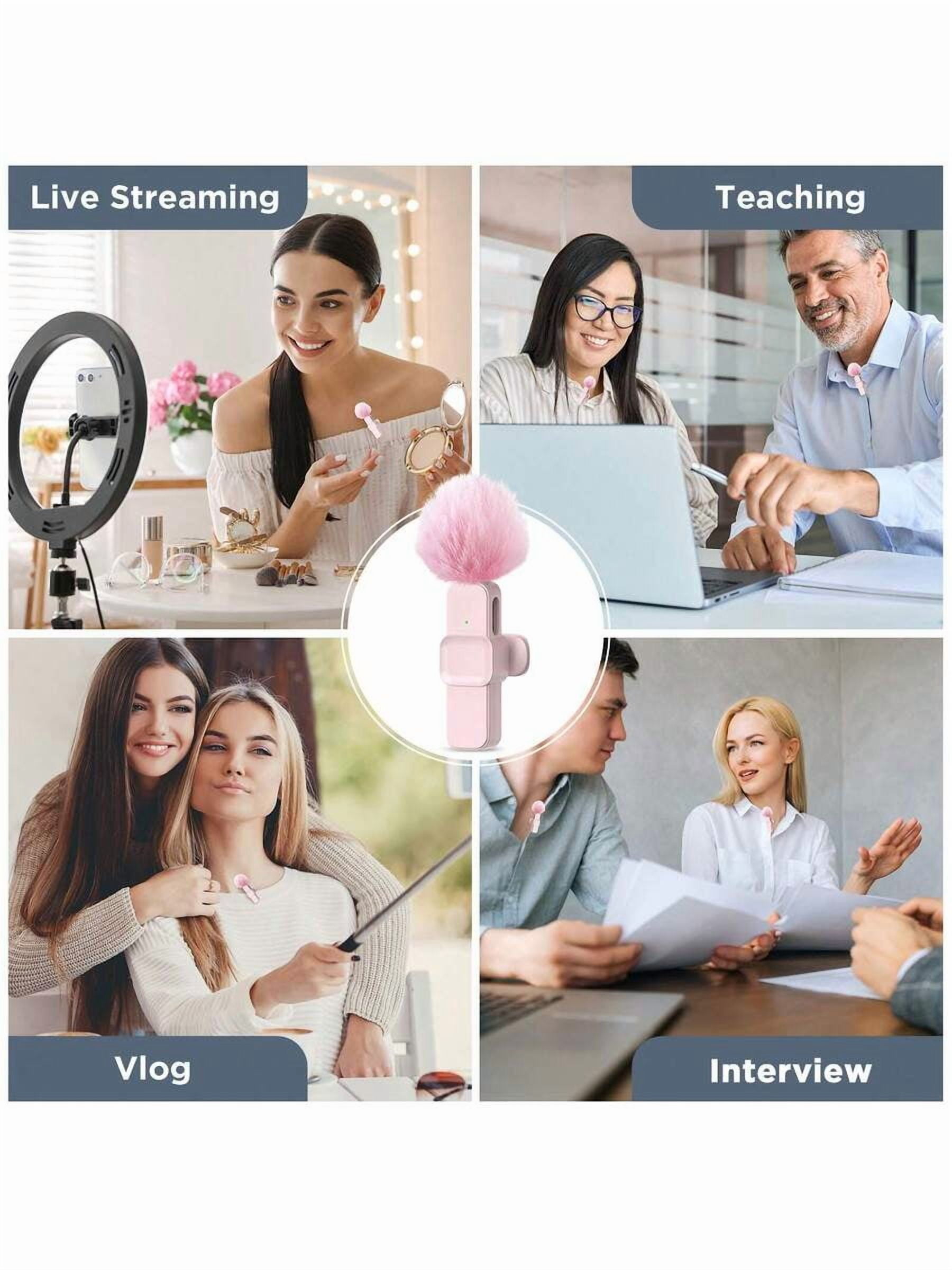 Professional Wireless Lavalier Microphone For Smartphone, Plug-Play Wireless Microphone For Video/Audio Recording, Clip On Lapel Mic For Interview/Vlog/Teaching