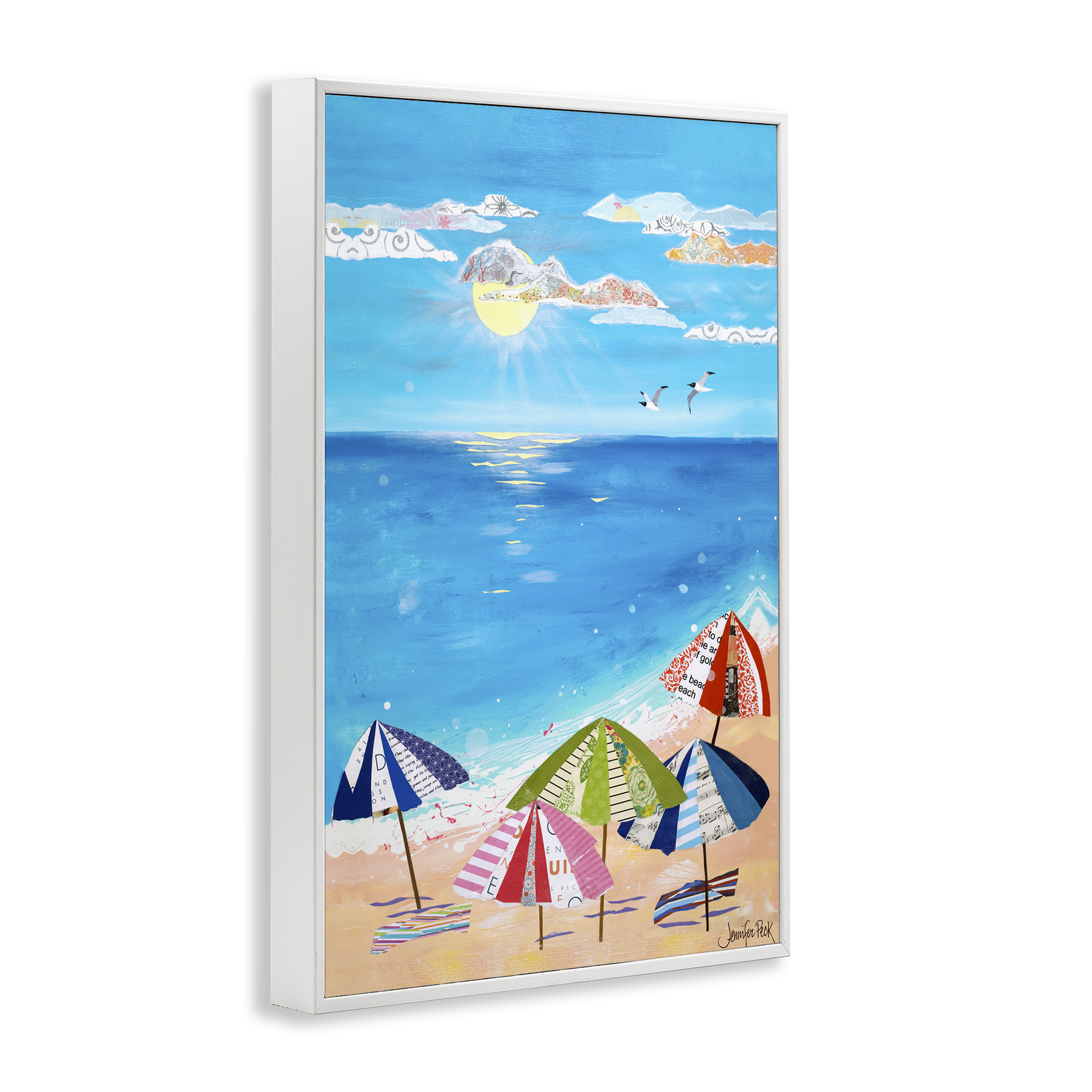 Stupell Industries Good Day Sunshine Coastal Painting White Framed Art Print Wall Art, 16 x 24