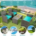 thumbnail image 7 of Walsunny Outdoor Patio Rattan Wicker Furniture Conversation Set 4 Piece with Cushions Tempered Glass Tabletop,Blue, 7 of 7