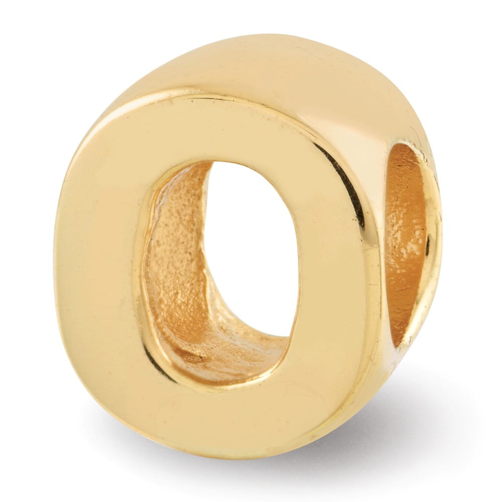 925 Sterling Silver Gold-plated Reflections Letter O Bead; for Adults and Teens; for Women and Men