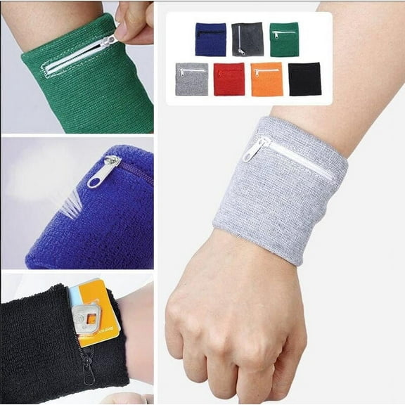 WNFJR Sport Wristband Zipper Wallet, Workout Breathable Wrist Bag, Running Coin Keys Storage Wallet, Comfortable Sweatband Wrist Wallet
