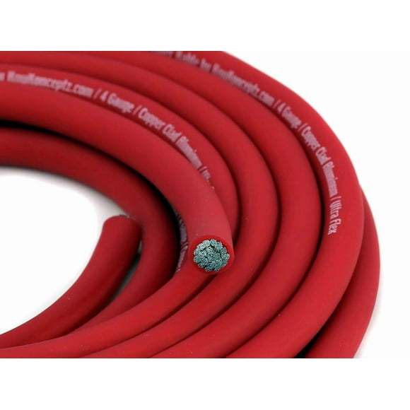 KnuKonceptz KCA Kable 4 Gauge Battery Power Ground Wire Red 25 Ft