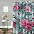 thumbnail image 2 of Shiartex  Shabby Flora Shower Curtain, Pink Roses with Grey Leaves Garden Bedding Plants Spring Blossoms, Cloth Fabric Bathroom Decor Set with Hooks, Light Pink White, 2 of 7