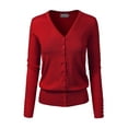 thumbnail image 1 of Made by Olivia Women's Classic Button Down Long Sleeve V-Neck Soft Knit Sweater Cardigan, 1 of 7