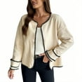 thumbnail image 2 of Karight Women's Button Down Long Sleeve Wool Coat Crewneck Jackets, 2 of 9