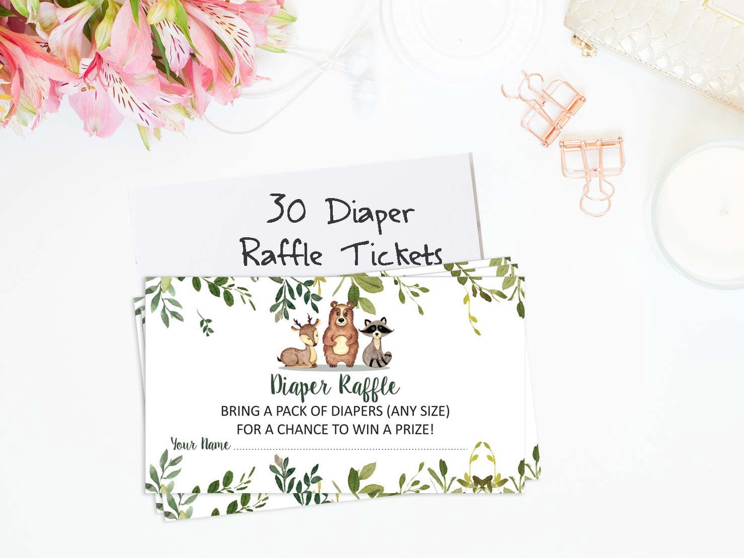 Inkdotpot 30Jungle Animals Baby ShowerDiaper Raffle Ticket Lottery Insert Cards Supplies Games For Baby Shower Party Bring A Pack Of Diapers To Win Favors Gifts And Prizes