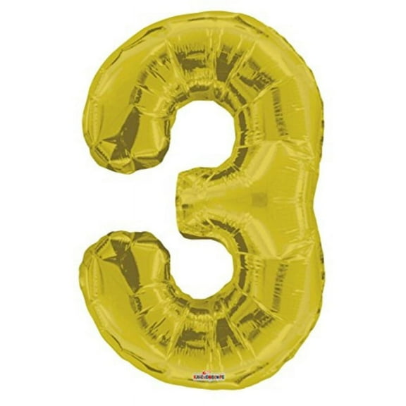 34 inch Kaleidoscope Number 3 - Gold Foil Mylar Balloon - Party Supplies Decorations