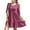 Burgundy, variant on Fancyglim Dresses for Women V Neck Long Sleeve Button Casual Ruffle Tiered Aline Flowy Dress Black XL