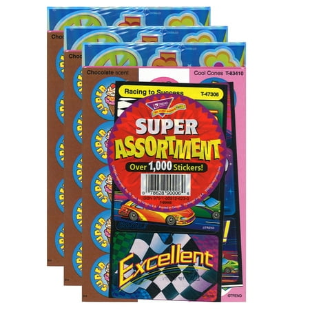 UPC: 0194629031924 | TREND Super Assortment Sticker Pack 1000 Stickers Per Pack 3 Packs