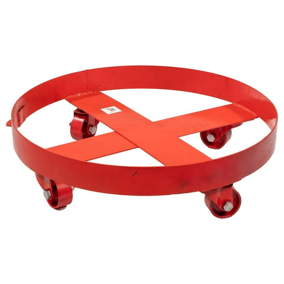 55 Gallon Drum Dolly 1000lbs Load Capacity, Trash Can Dolly with 360-Degree Moveable 4 Swivel Casters Wheel - Steel Red Powder Coated Barrel Dolly Cart for Warehouse Drum Handling