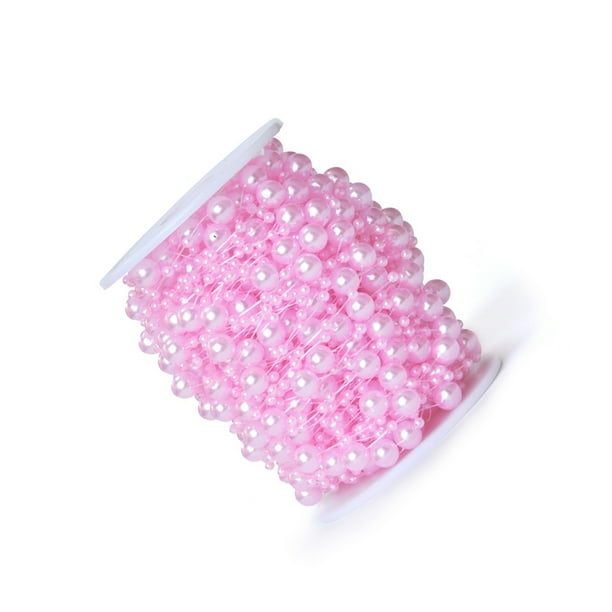 Cateissary Cadena de cuentas de perlas de imitación, cordón enrollado, accesorios de joyería artesanal, de pastel de pelo, decoración de Artesanía Rosa 30m/rollo