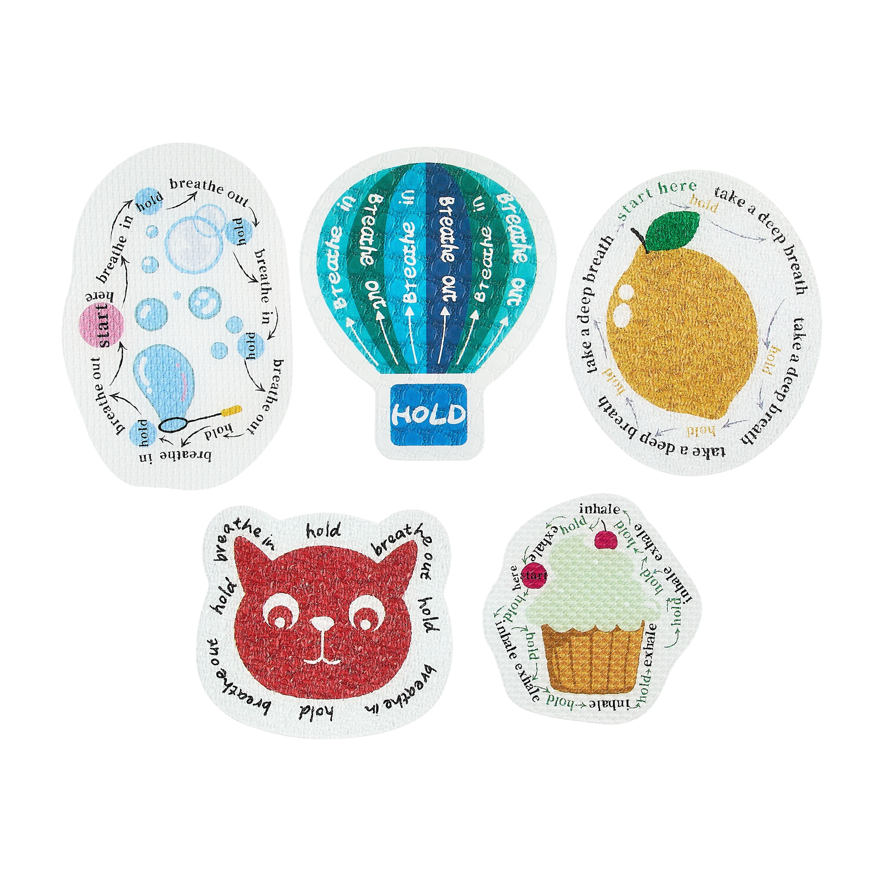 Pen+Gear Calm Sticker Trendy, 10 -Count Sensory Stickers for Anxiety Relief, Pastel Textured Adhesive Sheets, Character Group: Various Patterns.